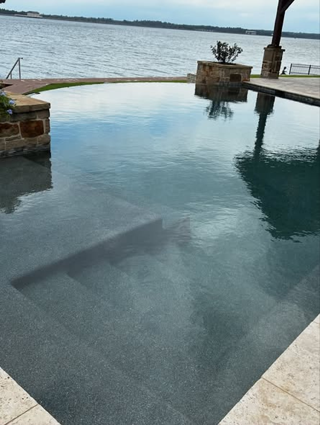 Restored lakefront pool