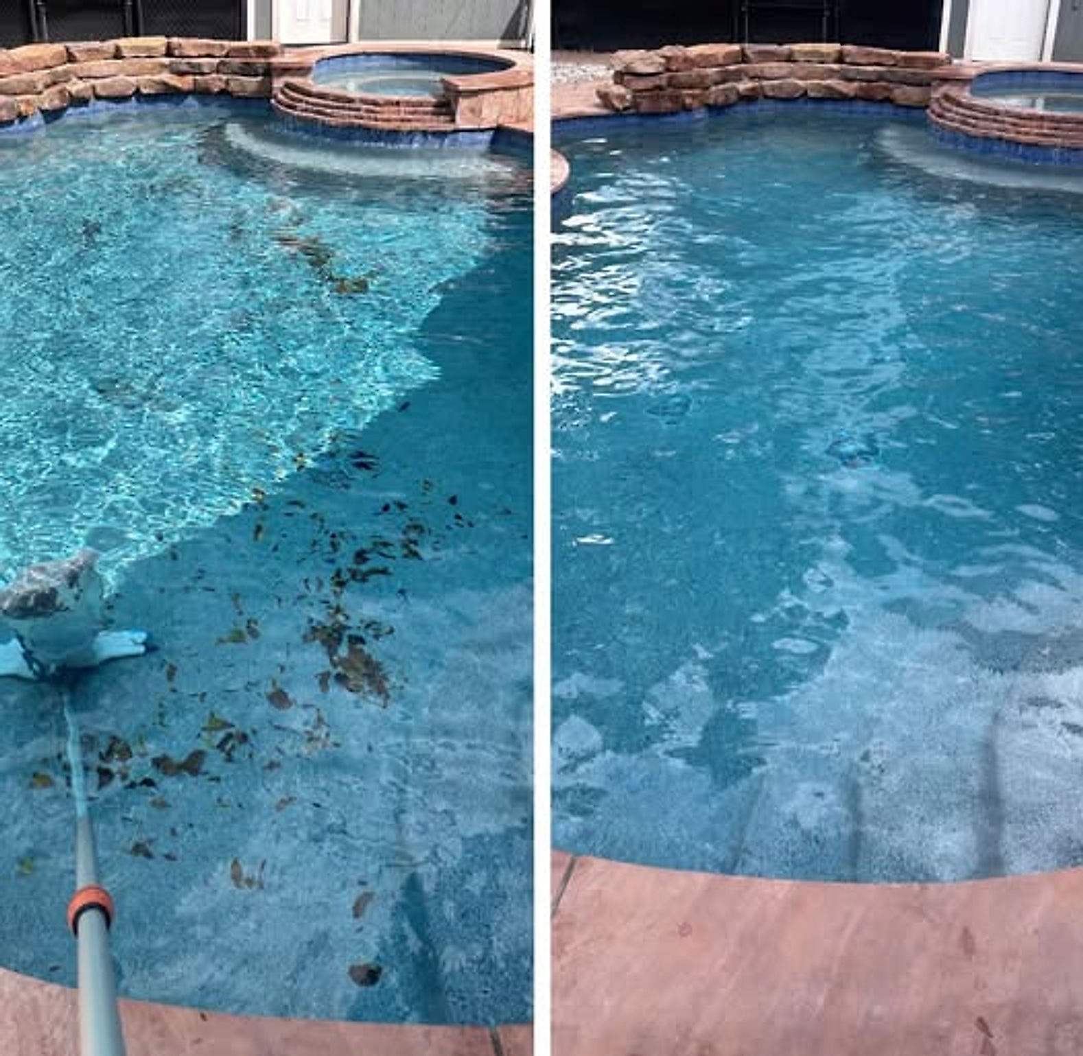 Pool cleaning before & after
